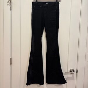 Hudson Jeans Womens 26 Black High Rise Flare Braided Stripe Wide Leg Pants